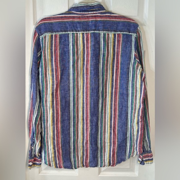 Frank & Eileen Eileen Button Down Shirt Multicolor Striped Linen Size Small. - Picture 4 of 9